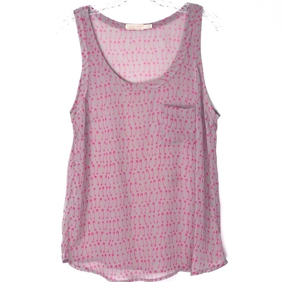 URBAN OUTFITTERS Lightweight Safety Pin Print Semi Sheer Casual Tank Top - Picture 2 of 6